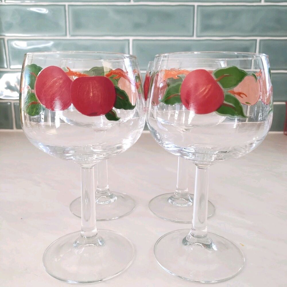 Vintage Franciscan Apple Dinnerware Wine Glasses 6.5” Set Of 4